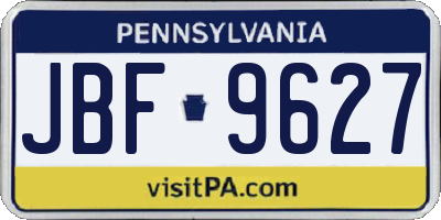 PA license plate JBF9627