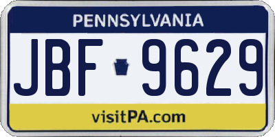 PA license plate JBF9629