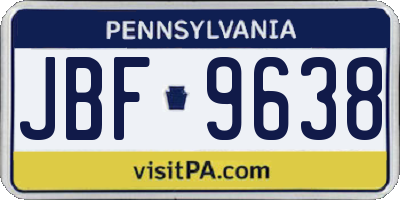 PA license plate JBF9638