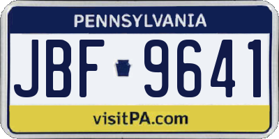 PA license plate JBF9641