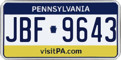PA license plate JBF9643