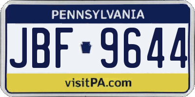 PA license plate JBF9644
