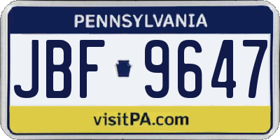 PA license plate JBF9647