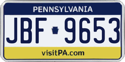 PA license plate JBF9653