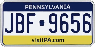 PA license plate JBF9656