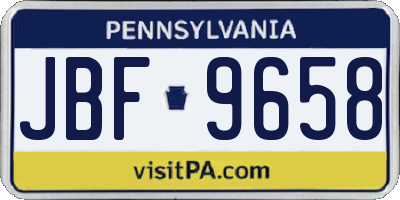 PA license plate JBF9658