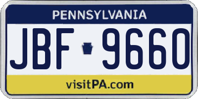 PA license plate JBF9660