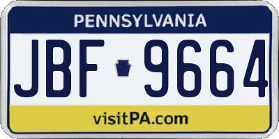 PA license plate JBF9664