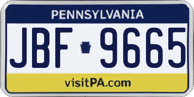 PA license plate JBF9665