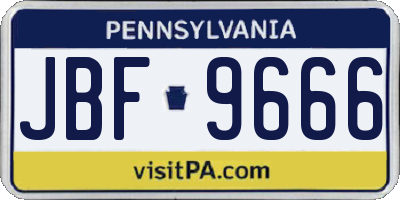 PA license plate JBF9666