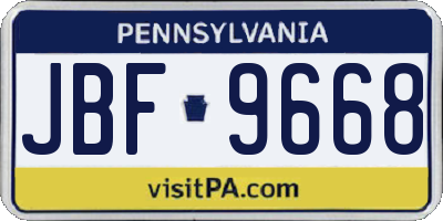 PA license plate JBF9668