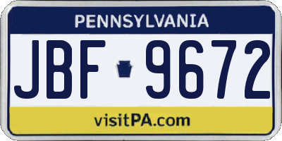 PA license plate JBF9672
