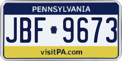 PA license plate JBF9673