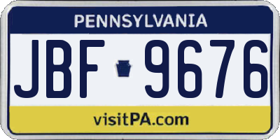 PA license plate JBF9676