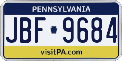 PA license plate JBF9684