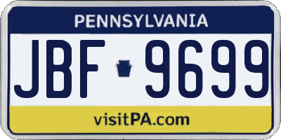 PA license plate JBF9699