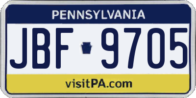 PA license plate JBF9705