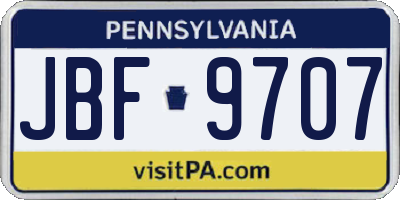 PA license plate JBF9707