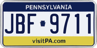 PA license plate JBF9711