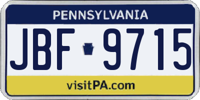 PA license plate JBF9715