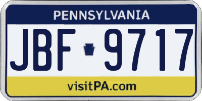 PA license plate JBF9717