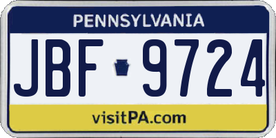 PA license plate JBF9724