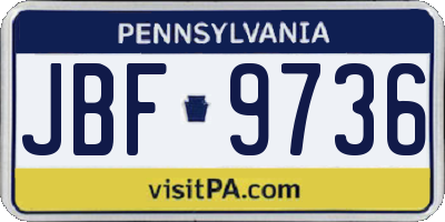 PA license plate JBF9736