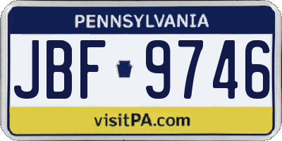 PA license plate JBF9746