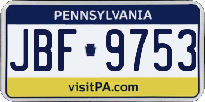 PA license plate JBF9753