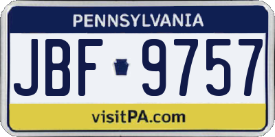 PA license plate JBF9757