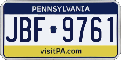 PA license plate JBF9761