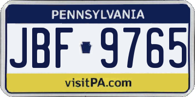 PA license plate JBF9765