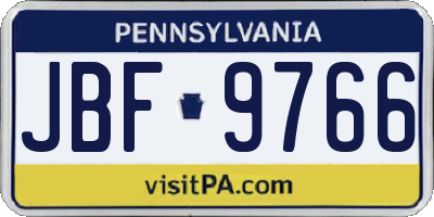 PA license plate JBF9766