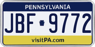 PA license plate JBF9772