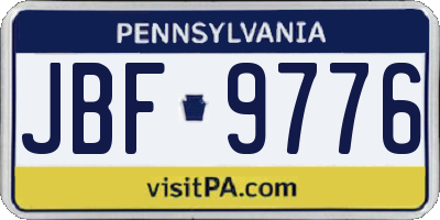 PA license plate JBF9776