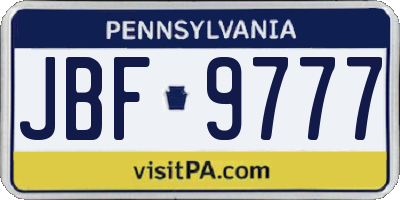 PA license plate JBF9777