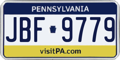 PA license plate JBF9779