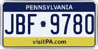 PA license plate JBF9780