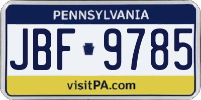 PA license plate JBF9785