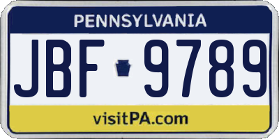 PA license plate JBF9789