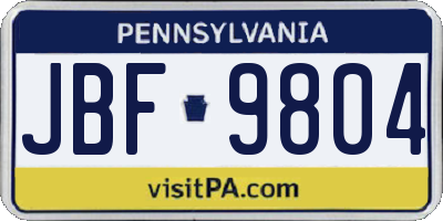 PA license plate JBF9804
