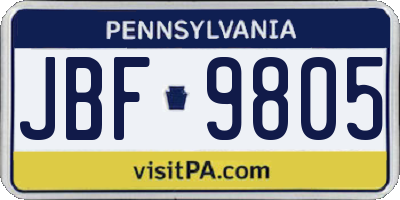 PA license plate JBF9805