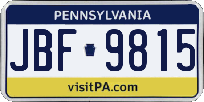 PA license plate JBF9815