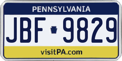 PA license plate JBF9829
