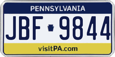 PA license plate JBF9844