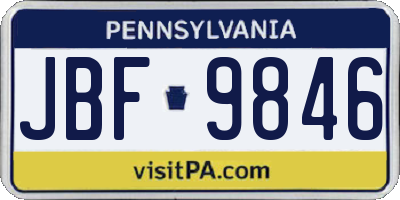 PA license plate JBF9846