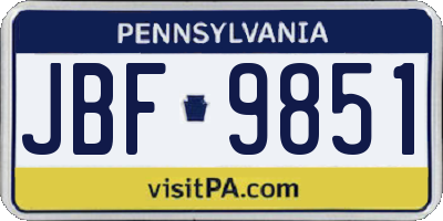 PA license plate JBF9851