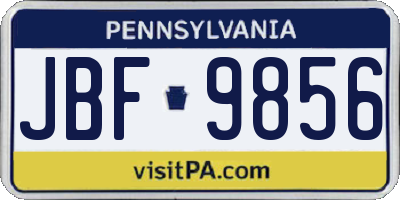 PA license plate JBF9856