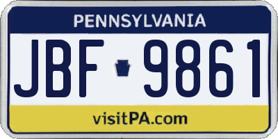 PA license plate JBF9861