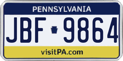 PA license plate JBF9864